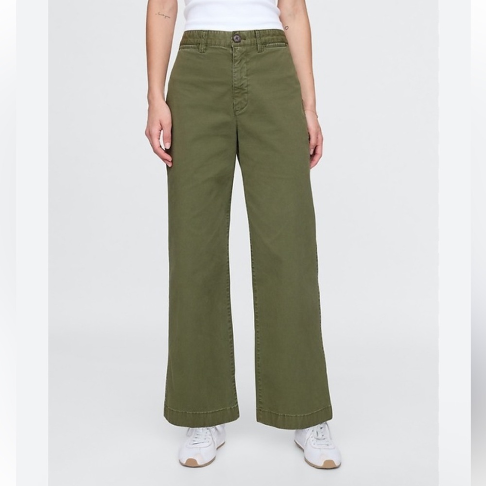 Gap High Rise Stride Wide-Leg Ankle Khakis